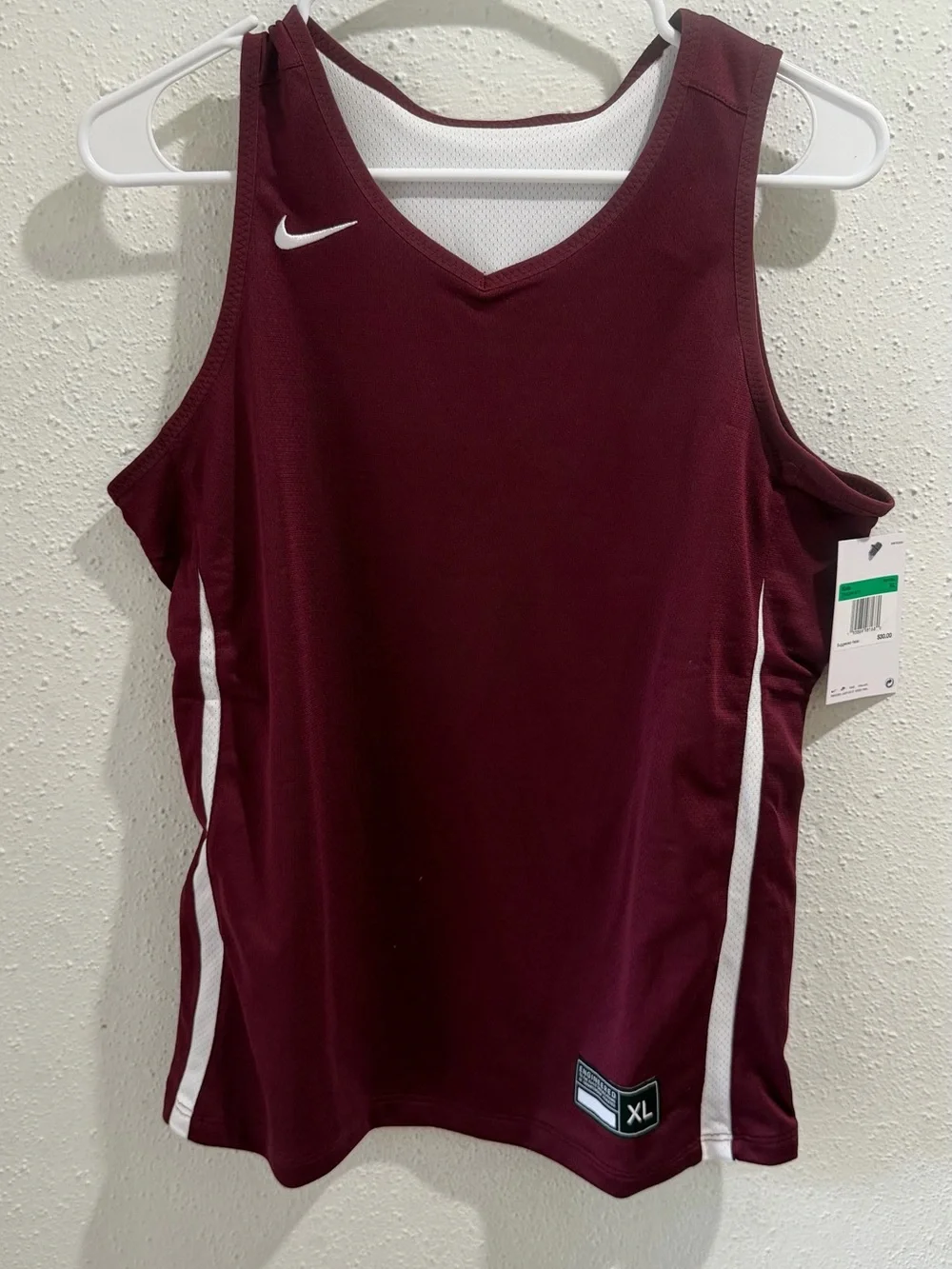 Nike big boys Maroon Basketball Jersey with White Accents